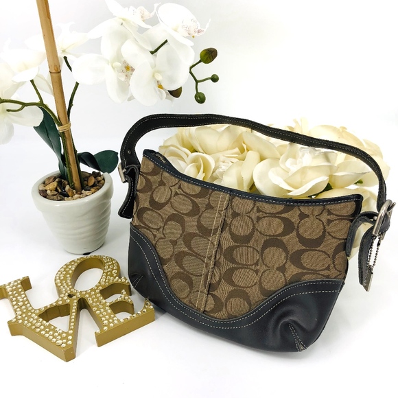 Coach Handbags - Coach Logo Canvas Leather Trim Soho Bag